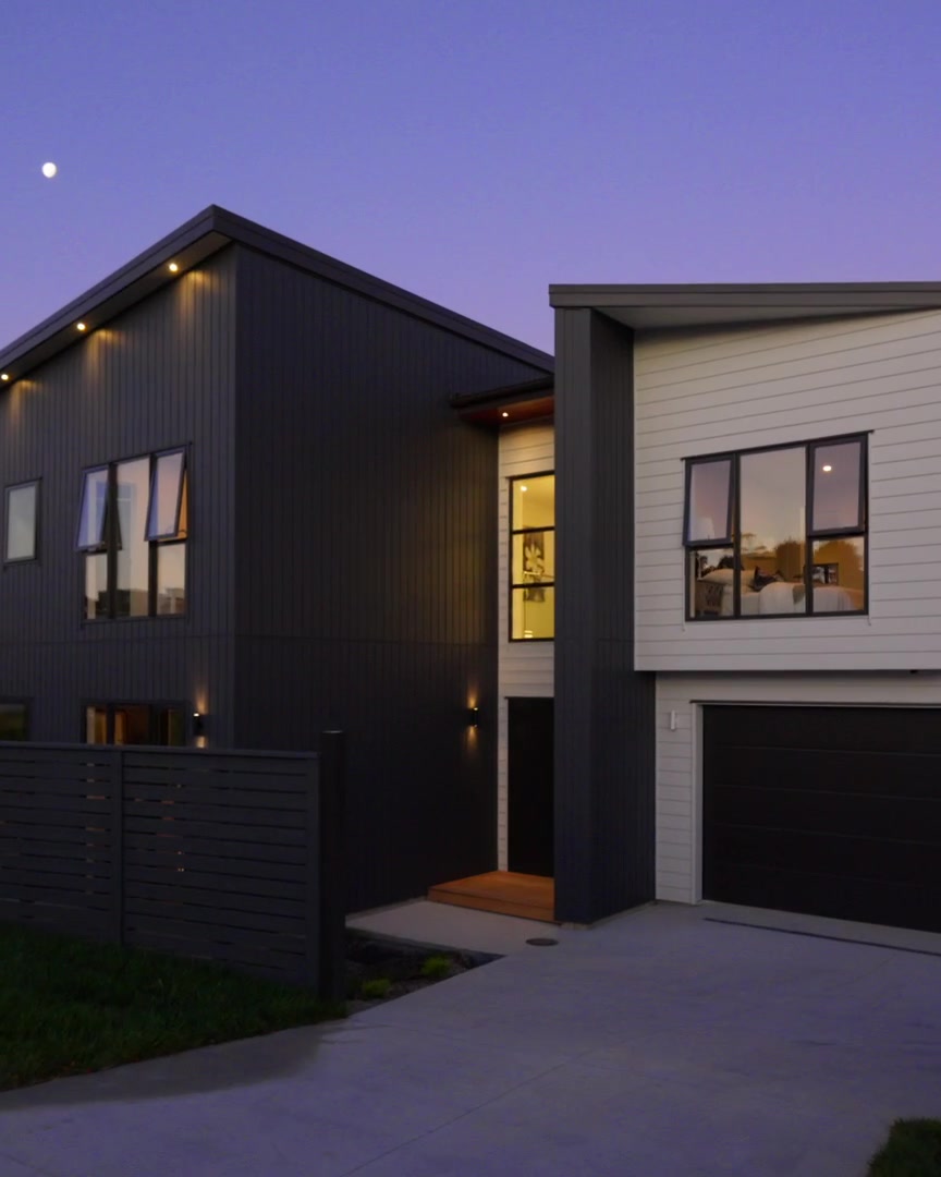 Twilight exterior, lit from inside