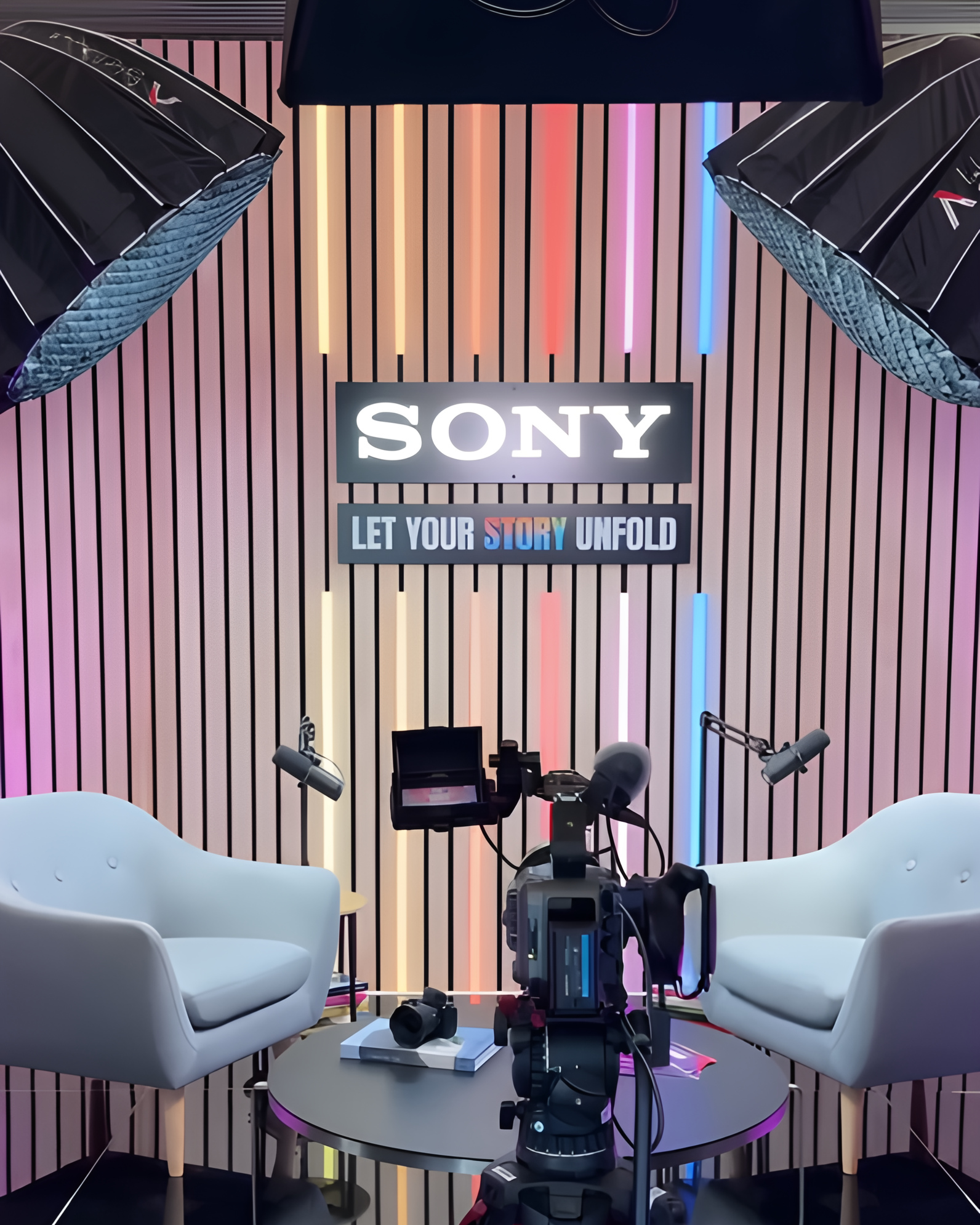 The podcast set built for NZCreatorCon