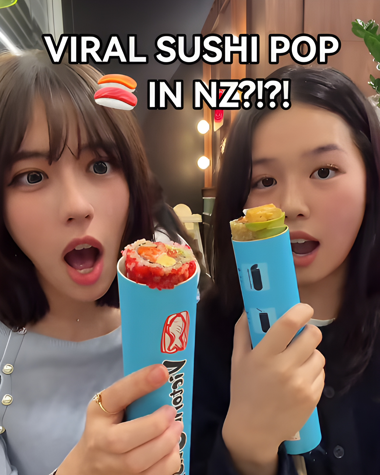 Push-up sushi held up by creators in the launch campaign
